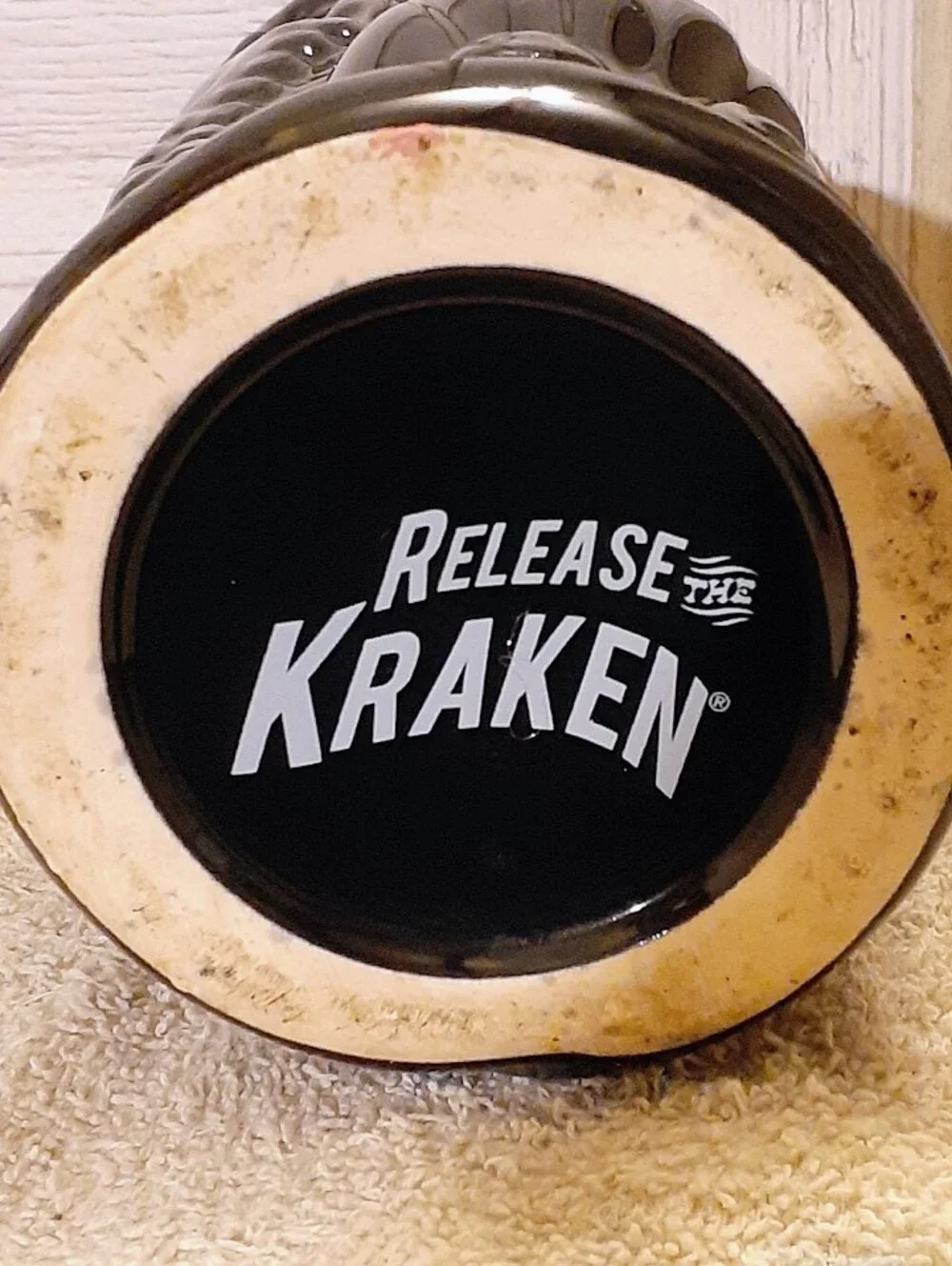 The Kraken Black Spiced Rum Ceramic Octopus Tiki Mug Barware Black